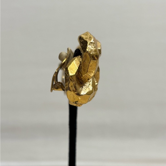 Antigona Paris Chunky Knots Gold Plated Large Clip on Earrings Signed - Picture 3 of 11